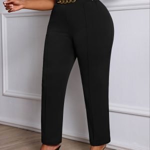 Women's Plus Size Elegant Straight-Leg Pants - Comfort Work Style