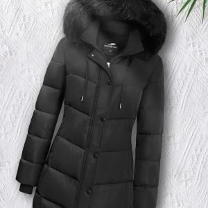 Women's Mid-Length Hooded Fur-Trim Parka - Plus Size Winter Coat