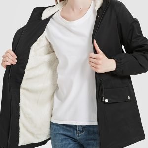 Women'S Hooded Coat with a Warm Fleece And Adjustable Drawstring at The Waist for a Casual Winter Look