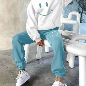 Women's American Casual Fleece-Lined Hoodie Set - 2-Piece Winter Outfit