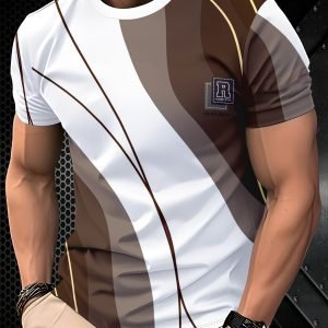 Men's Fashion 3D Printed T-Shirt, Crew Neck Short Sleeve, Summer Casual Wear, Regular Fit Polyester, Machine Washable, Suitable for Daily Outings, Trendy Streetwear