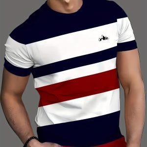 5-Pc Fashion 3D Digital Print Easy Striped Men'S T-Shirts