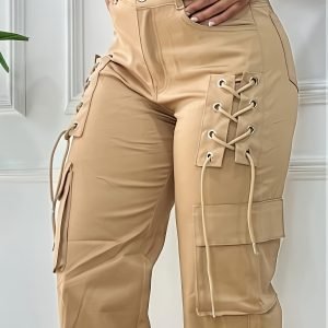 Casual Trendy Cargo Pants - Women's Multi-Pocket Drawstring Streetwear