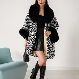 Faux Fur Cardigan Cloak - Autumn and Winter Thickened Shawl Canopy