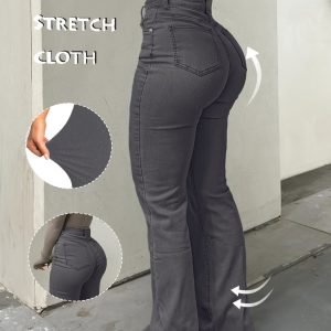 Vintage High-Elastic Straight Denim Pants - Y2K Street Style