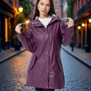 Women'S Stylish Trench Coat And Rain Jacket, Hooded Jacket, Suitable for Outdoor, Camping, Cycling, Casual Women'S Wear