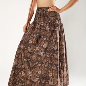 High-Waisted Floral Print A-Line Maxi Skirt - Elegant Flowing Style