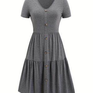 Casual A-Line Ruched Midi Dress