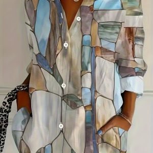Women's Elegant Special Edition Printed Shirt - Sophisticated Casual Button-Down