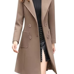 Cozy Women's Warm Winter Mid-Long Coat - Double-Breasted Lapel Jacket