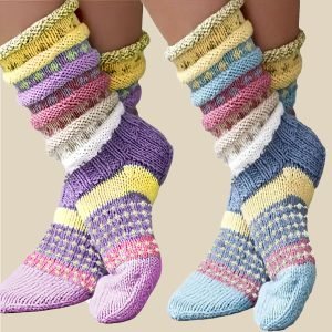 5-Pair Retro Floral Print Cotton Socks - Vintage Style
