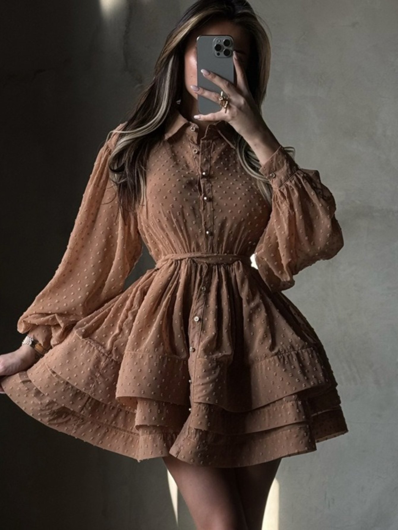 ARTPAGE French-Style A-Line Shirt Dress Detail View