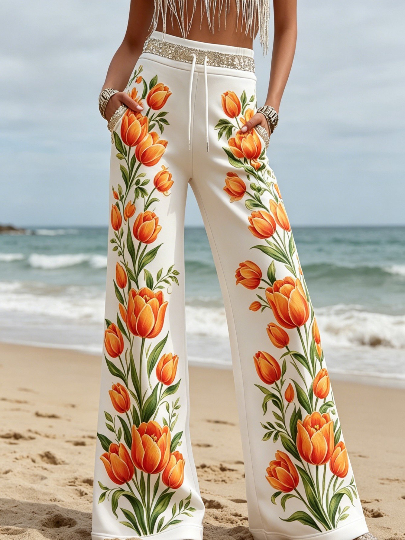 Women's High-Waist Wide Leg Chino Pants