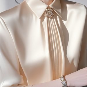 French Luxury Champagne Satin Blouse - Versatile Elegant Top