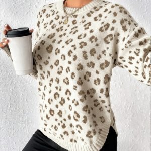 Women's Leopard Print Pullover Sweater