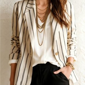 Minimalist Stripe Lapel Loose Blazer