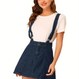 Women's Denim Skirt Overall - Adjustable Suspender Style