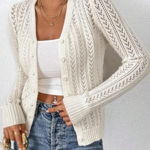 Ladies' Elegant Hollow-Out Cardigan