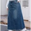 Plus Size A-Line Casual Midi Skirt with Pockets