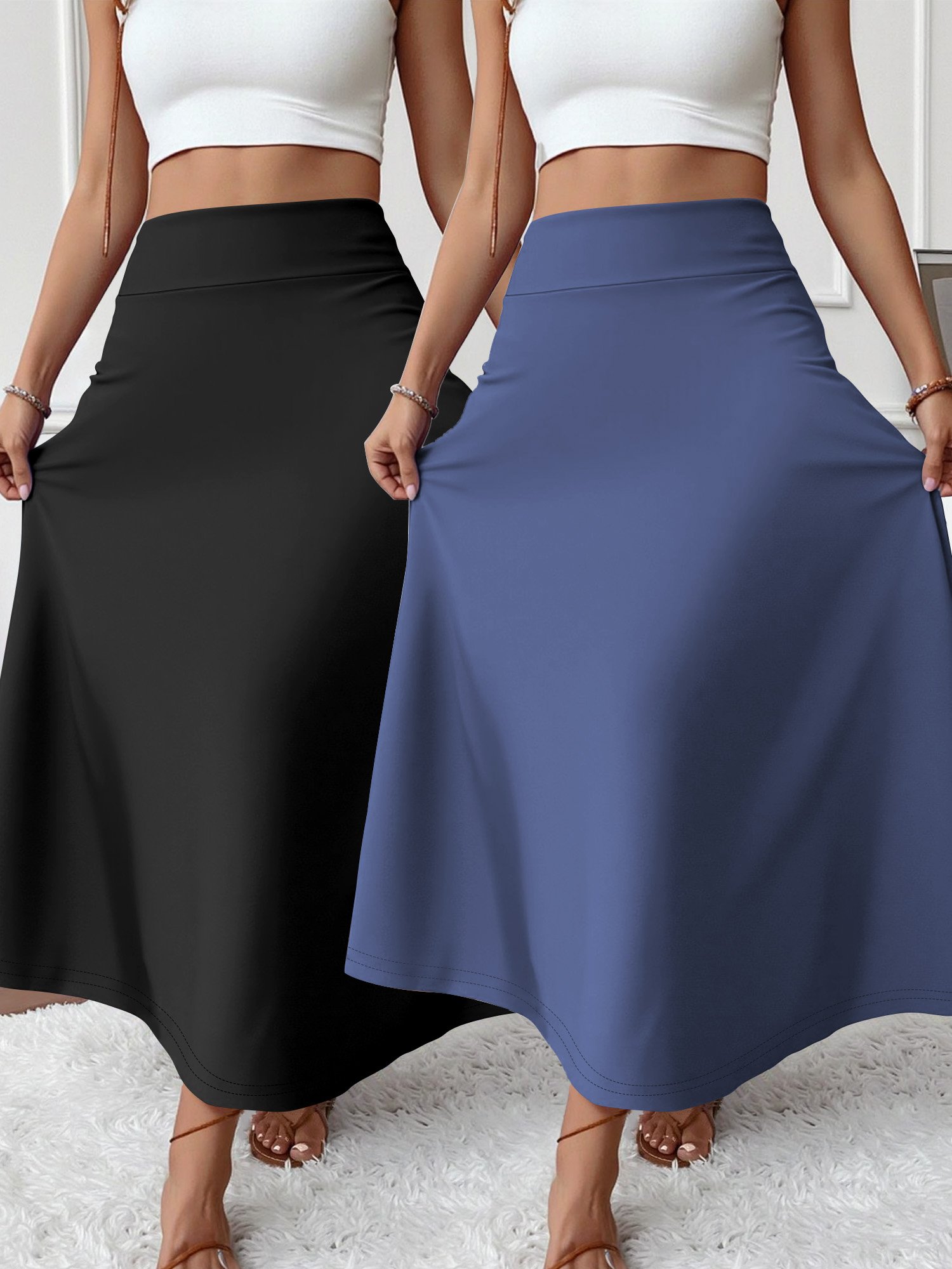 High-Waisted Silky Fiber Maxi Skirt View