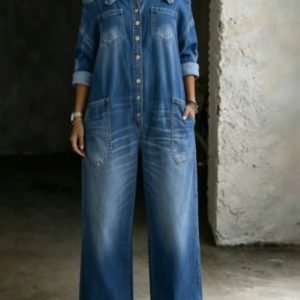 Womens Off The Shoulder Denim Jumpsuit Sexy 1pc Outfits Wide Leg Cargo Overalls Baggy Jean Rompers with Pockets Vintage Washed Streetwear Loose Fit Jumpsuits for Music Festival Party Clubwear Casual Long Denim Bib Pants