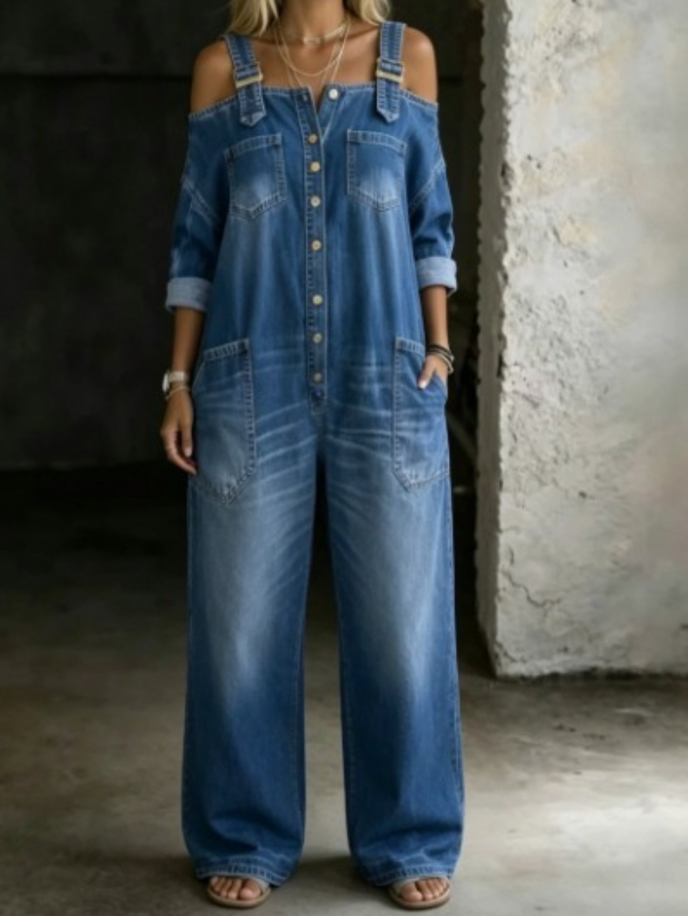 Casual Denim Romper