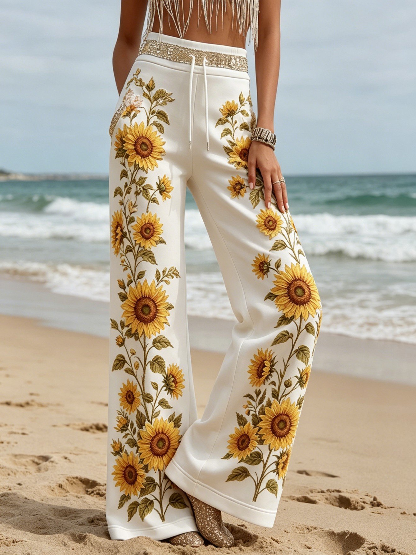 Plus Size High-Waist Wide Leg Chino Pants