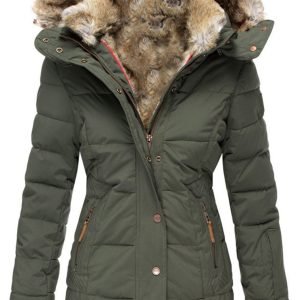 Plus Size, Large Size New Winter Warm Collar Jacket, Zippered Long-sleeved Slim Jacket Hooded Coat W128