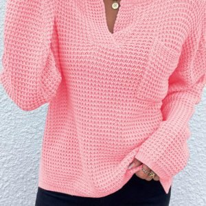 Women's Plus Size V-Neck Loose Sweater
