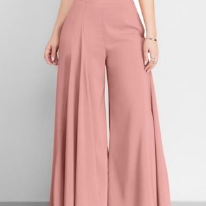 High-Waisted & Wide Leg: Women's Spring/Summer Solid Color Pants - Comfortable, Flowy, Lightweight S Trousers