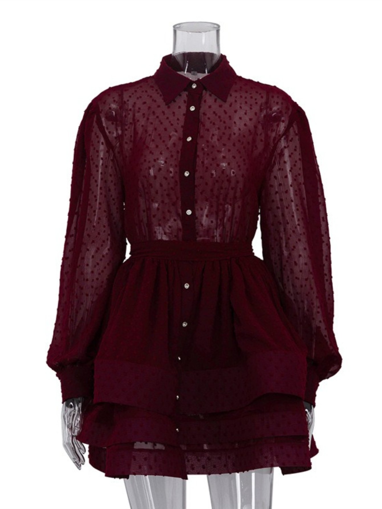 ARTPAGE French-Style A-Line Shirt Dress Front View