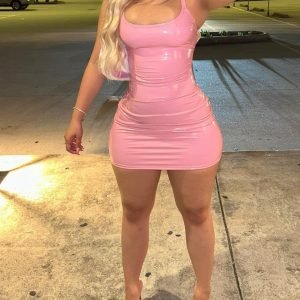 Women's Sexy Pink Metallic Bodycon Mini Dress - Trendy Party Clubwear