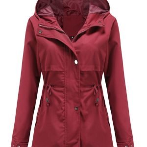 Plus Size, HERTALK New Mid-Length Raincoat, Hooded, Lightweight Trench Coat for Women